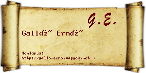 Galló Ernő névjegykártya